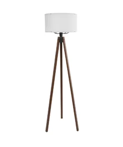 Alternative view of GloboStar® SAGA 204-0032 Μοντέρνο Eπιδαπέδιο Φωτιστικό Μονόφωτο 1 x E27 IP20 Καφέ Ξύλο με Λευκό Ύφασμα - Μ38 x Π38 x Υ140cm