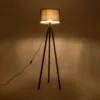 GloboStar® GloboStar® SAGA 204-0034 Μοντέρνο Eπιδαπέδιο Φωτιστικό Μονόφωτο 1 x E27 IP20 Καφέ Ξύλο με Καφέ Ύφασμα - Μ38 x Π38 x Υ140cm