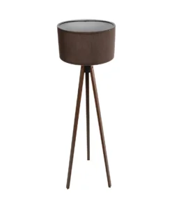 GloboStar® SAGA 204-0034 Μοντέρνο Eπιδαπέδιο Φωτιστικό Μονόφωτο 1 x E27 IP20 Καφέ Ξύλο με Καφέ Ύφασμα - Μ38 x Π38 x Υ140cm 11 204 0034 4