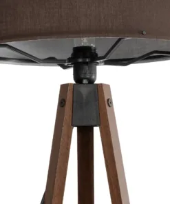 GloboStar® SAGA 204-0034 Μοντέρνο Eπιδαπέδιο Φωτιστικό Μονόφωτο 1 x E27 IP20 Καφέ Ξύλο με Καφέ Ύφασμα - Μ38 x Π38 x Υ140cm 13 204 0034 6