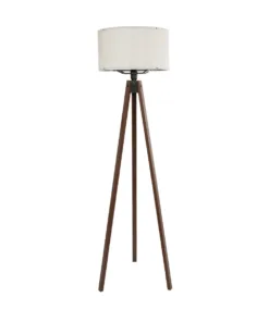 Alternative view of GloboStar® SAGA 204-0035 Μοντέρνο Eπιδαπέδιο Φωτιστικό Μονόφωτο 1 x E27 IP20 Καφέ Ξύλο με Λευκό Ύφασμα - Μ38 x Π38 x Υ140cm