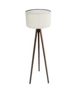 GloboStar® SAGA 204-0035 Μοντέρνο Eπιδαπέδιο Φωτιστικό Μονόφωτο 1 x E27 IP20 Καφέ Ξύλο με Λευκό Ύφασμα - Μ38 x Π38 x Υ140cm 12 204 0035 4