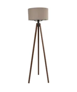 Alternative view of GloboStar® SAGA 204-0036 Μοντέρνο Eπιδαπέδιο Φωτιστικό Μονόφωτο 1 x E27 IP20 Καφέ Ξύλο με Γκρι Ύφασμα - Μ38 x Π38 x Υ140cm