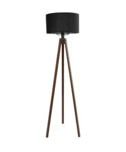 Alternative view of GloboStar® SAGA 204-0038 Μοντέρνο Eπιδαπέδιο Φωτιστικό Μονόφωτο 1 x E27 IP20 Καφέ Ξύλο με Μαύρο Ύφασμα - Μ38 x Π38 x Υ140cm