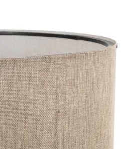 GloboStar® SAGA 204-0039 Μοντέρνο Eπιδαπέδιο Φωτιστικό Μονόφωτο 1 x E27 IP20 Καφέ Ξύλο με Μπεζ Ύφασμα - Μ38 x Π38 x Υ140cm 13 204 0039 5