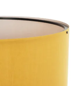 GloboStar® SAGA 204-0045 Μοντέρνο Eπιδαπέδιο Φωτιστικό Μονόφωτο 1 x E27 IP20 Μπεζ Ξύλο με Κίτρινο Ύφασμα - Μ38 x Π38 x Υ140cm 12 204 0045 5