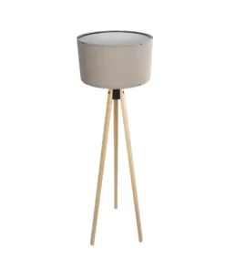 GloboStar® SAGA 204-0048 Μοντέρνο Eπιδαπέδιο Φωτιστικό Μονόφωτο 1 x E27 IP20 Μπεζ Ξύλο με Γκρι Ύφασμα - Μ38 x Π38 x Υ140cm 11 204 0048 4