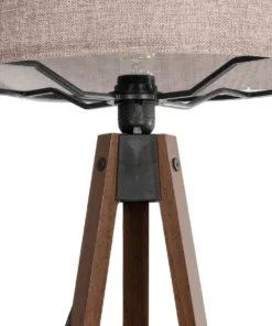 GloboStar® SAGA 204-0049 Μοντέρνο Eπιδαπέδιο Φωτιστικό Μονόφωτο 1 x E27 IP20 Καφέ Ξύλο με Ροζ Ύφασμα - Μ38 x Π38 x Υ140cm 14 204 0049 6