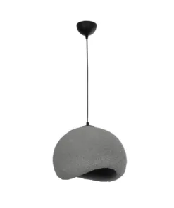 GLOBOSTAR® STONE 204-0122 Μοντέρνο Κρεμαστό Φωτιστικό Οροφής με Ντουί 1 x E27 AC 220-240V IP20 - Γκρι - Μ35 x Π31 x Υ26cm 13 204 0122 3