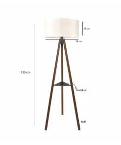 Alternative view of GloboStar® SHELF 204-0129 Μοντέρνο Eπιδαπέδιο Φωτιστικό Μονόφωτο 1 x E27 IP20 Καφέ Ξύλο με Μπεζ Ύφασμα - Μ38 x Π38 x Υ135cm