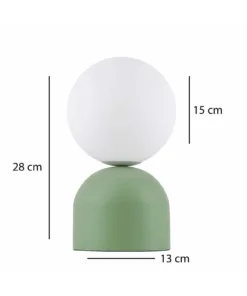 Alternative view of GloboStar® MAGIC 204-0130 Μοντέρνο Eπιτραπέζιο Φωτιστικό Μονόφωτο 1 x E27 IP20 Πράσινο Μέταλλο με Λευκό Γυαλί - Μ13 x Π13 x Υ28cm
