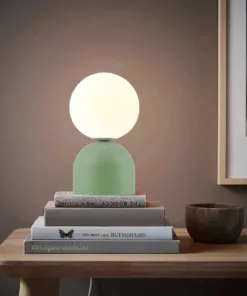 GloboStar® MAGIC 204-0130 Μοντέρνο Eπιτραπέζιο Φωτιστικό Μονόφωτο 1 x E27 IP20 Πράσινο Μέταλλο με Λευκό Γυαλί - Μ13 x Π13 x Υ28cm 6 204 0130 3