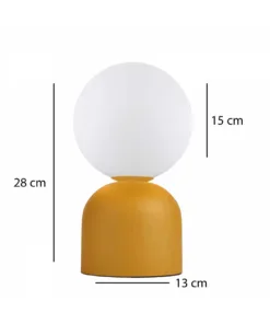 Alternative view of GloboStar® MAGIC 204-0131 Μοντέρνο Eπιτραπέζιο Φωτιστικό Μονόφωτο 1 x E27 IP20 Κίτρινο Μέταλλο με Λευκό Γυαλί - Μ13 x Π13 x Υ28cm