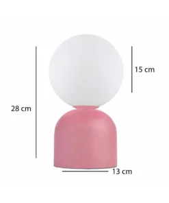 Alternative view of GloboStar® MAGIC 204-0134 Μοντέρνο Eπιτραπέζιο Φωτιστικό Μονόφωτο 1 x E27 IP20 Ροζ Μέταλλο με Λευκό Γυαλί - Μ13 x Π13 x Υ28cm