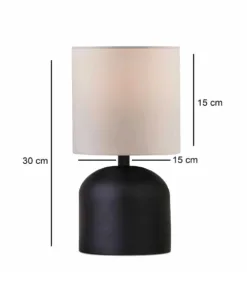 Alternative view of GloboStar® LOREN 204-0138 Μοντέρνο Eπιτραπέζιο Φωτιστικό Μονόφωτο 1 x E27 IP20 Μαύρο Μέταλλο με Μπεζ  Ύφασμα - Μ15 x Π15 x Υ31cm