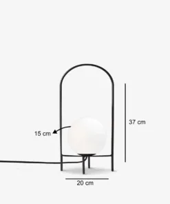 Alternative view of GloboStar® SPIDY 204-0139 Μοντέρνο Eπιτραπέζιο Φωτιστικό Μονόφωτο 1 x E27 IP20 Μαύρο Μέταλλο με Λευκό Γυαλί - Μ20 x Π20 x Υ37cm