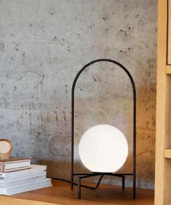 GloboStar® SPIDY 204-0139 Μοντέρνο Eπιτραπέζιο Φωτιστικό Μονόφωτο 1 x E27 IP20 Μαύρο Μέταλλο με Λευκό Γυαλί - Μ20 x Π20 x Υ37cm 6 204 0139 3