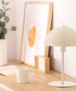 GloboStar® GASCEIO 204-0140 Μοντέρνο Eπιτραπέζιο Φωτιστικό Μονόφωτο 1 x E27 IP20 Μπεζ Μέταλλο - Μ25 x Π25 x Υ39cm 6 204 0140 3