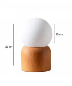 Alternative view of GloboStar® BOARD 204-0144 Μοντέρνο Eπιτραπέζιο Φωτιστικό Μονόφωτο 1 x E27 IP20 Μπεζ Ξύλο με Λευκό Γυαλί - Μ15 x Π15 x Υ25cm