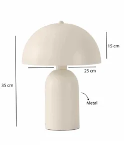 Alternative view of GloboStar® GASCO 204-0149 Μοντέρνο Eπιτραπέζιο Φωτιστικό Μονόφωτο 1 x E27 IP20 Μπεζ Μέταλλο - Μ25 x Π25 x Υ35cm