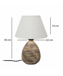 Alternative view of GloboStar® LISBON 204-0150 Vintage Eπιτραπέζιο Φωτιστικό Μονόφωτο 1 x E27 IP20 Καφέ Κεραμικό με Μπεζ Ύφασμα - Μ22 x Π22 x Υ30cm