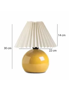 Alternative view of GloboStar® LISBON 204-0155 Μοντέρνο Eπιτραπέζιο Φωτιστικό Μονόφωτο 1 x E27 IP20 Κίτρινο Μέταλλο με Μπεζ Ύφασμα - Μ22 x Π22 x Υ38cm