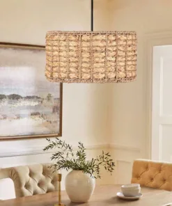 GLOBOSTAR® POMEGRANDE 204-0157 Boho Κρεμαστό Φωτιστικό Οροφής με Ντουί 1 x E27 AC 220-240V IP20 - Μπεζ - Μ30 x Π30 x Υ16cm 6 204 0157 3