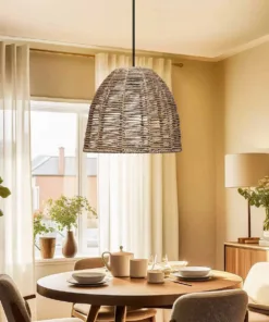 GLOBOSTAR® MEKA 204-0162 Boho Κρεμαστό Φωτιστικό Οροφής με Ντουί 1 x E27 AC 220-240V IP20 - Καφε - Μ31 x Π31 x Υ26cm 6 204 0162 3