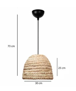 GLOBOSTAR® MEKA 204-0163 Boho Κρεμαστό Φωτιστικό Οροφής με Ντουί 1 x E27 AC 220-240V IP20 - Μπεζ - Μ30 x Π30 x Υ25cm 5 204 0163 2