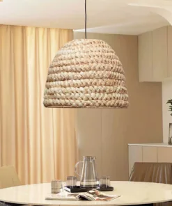 GLOBOSTAR® MEKA 204-0163 Boho Κρεμαστό Φωτιστικό Οροφής με Ντουί 1 x E27 AC 220-240V IP20 - Μπεζ - Μ30 x Π30 x Υ25cm 6 204 0163 3