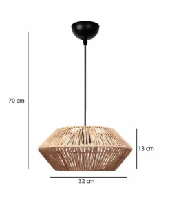 Alternative view of GLOBOSTAR® CASTRO 204-0164 Boho Κρεμαστό Φωτιστικό Οροφής με Ντουί 1 x E27 AC 220-240V IP20 - Μπεζ - Μ32 x Π32 x Υ13cm