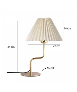 Alternative view of GloboStar® LIVL 204-0169 Μοντέρνο Eπιτραπέζιο Φωτιστικό Μονόφωτο 1 x E27 IP20 Χρυσό Μέταλλο με Μπεζ Ύφασμα - Μ22 x Π22 x Υ34cm