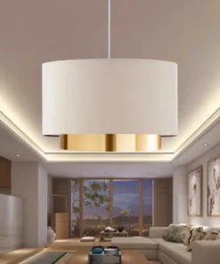 GLOBOSTAR® BASIL 204-0173 Μοντέρνο Κρεμαστό Φωτιστικό Οροφής με Ντουί 1 x E27 AC 220-240V IP20 - Μπεζ & Χρυσό - Μ30 x Π30 x Υ20cm 6 204 0173 3