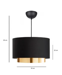 Alternative view of GLOBOSTAR® BASIL 204-0174 Μοντέρνο Κρεμαστό Φωτιστικό Οροφής με Ντουί 1 x E27 AC 220-240V IP20 - Μαύρο & Χρυσό - Μ30 x Π30 x Υ20cm