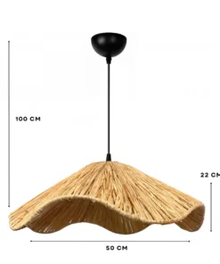 GloboStar® GLOBOSTAR® PAJERO 204-0177 Boho Κρεμαστό Φωτιστικό Οροφής Μονόφωτο 1 x E27 AC 220-240V IP20 Μπεζ - Μ50 x Π50 x Υ22cm