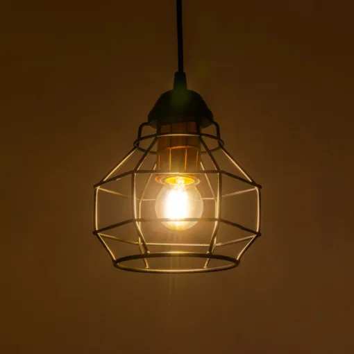 GloboStar® GLOBOSTAR® BUR 204-0180 Μοντέρνο Κρεμαστό Φωτιστικό Οροφής Μονόφωτο 1 x E27 AC 220-240V IP20 Μαύρο - Μ17 x Π17 x Υ23cm