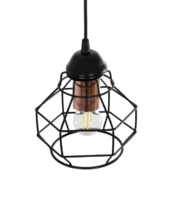 GLOBOSTAR® BUR 204-0180 Μοντέρνο Κρεμαστό Φωτιστικό Οροφής Μονόφωτο 1 x E27 AC 220-240V IP20 Μαύρο - Μ17 x Π17 x Υ23cm 15 204 0180 6