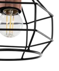 GLOBOSTAR® BUR 204-0180 Μοντέρνο Κρεμαστό Φωτιστικό Οροφής Μονόφωτο 1 x E27 AC 220-240V IP20 Μαύρο - Μ17 x Π17 x Υ23cm 17 204 0180 8