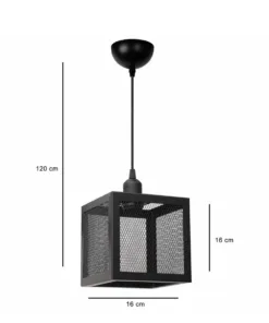 GloboStar® GLOBOSTAR® JAULA 204-0181 Μοντέρνο Κρεμαστό Φωτιστικό Οροφής Μονόφωτο 1 x E27 AC 220-240V IP20 Μαύρο - Μ17 x Π17 x Υ23cm