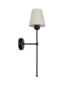 GloboStar® LING 204-0190 Μοντέρνο Φωτιστικό Τοίχου Απλίκα Μονόφωτο 1 x E27 AC 220-240V IP20 Μπεζ & Μαύρο - Μ13 x Π13 x Υ50cm 10 204 0190 4