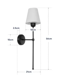 GloboStar® LING 204-0190 Μοντέρνο Φωτιστικό Τοίχου Απλίκα Μονόφωτο 1 x E27 AC 220-240V IP20 Μπεζ & Μαύρο - Μ13 x Π13 x Υ50cm 14 204 0190 8