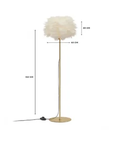 GloboStar® GloboStar® ALES 204-0192 Μοντέρνο Φωτιστικό Δαπέδου  Μονόφωτο 1 x E27 AC 220-240V IP20 Μπεζ & Χρυσό - Μ40 x Π40 x Υ150cm