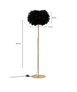 GloboStar® GloboStar® ALES 204-0193 Μοντέρνο Φωτιστικό Δαπέδου  Μονόφωτο 1 x E27 AC 220-240V IP20 Μαύρο & Χρυσό - Μ40 x Π40 x Υ150cm