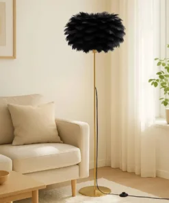 Alternative view of GloboStar® ALES 204-0193 Μοντέρνο Φωτιστικό Δαπέδου  Μονόφωτο 1 x E27 AC 220-240V IP20 Μαύρο & Χρυσό - Μ40 x Π40 x Υ150cm