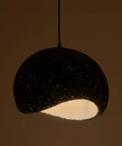 Alternative view of GloboStar® STONE 204-0194 Μοντέρνο Κρεμαστό Φωτιστικό Καμπάνα Μονόφωτο 1 x E27 IP20 Μαύρο Με Λευκό Πολυστερίνη με Ρητίνη - Μ35 x Π31 x Υ26cm