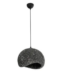GloboStar® STONE 204-0194 Μοντέρνο Κρεμαστό Φωτιστικό Καμπάνα Μονόφωτο 1 x E27 IP20 Μαύρο Με Λευκό Πολυστερίνη με Ρητίνη - Μ35 x Π31 x Υ26cm 13 204 0194 3