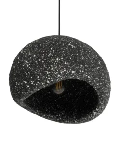GloboStar® STONE 204-0194 Μοντέρνο Κρεμαστό Φωτιστικό Καμπάνα Μονόφωτο 1 x E27 IP20 Μαύρο Με Λευκό Πολυστερίνη με Ρητίνη - Μ35 x Π31 x Υ26cm 15 204 0194 5
