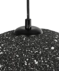 GloboStar® STONE 204-0194 Μοντέρνο Κρεμαστό Φωτιστικό Καμπάνα Μονόφωτο 1 x E27 IP20 Μαύρο Με Λευκό Πολυστερίνη με Ρητίνη - Μ35 x Π31 x Υ26cm 18 204 0194 8