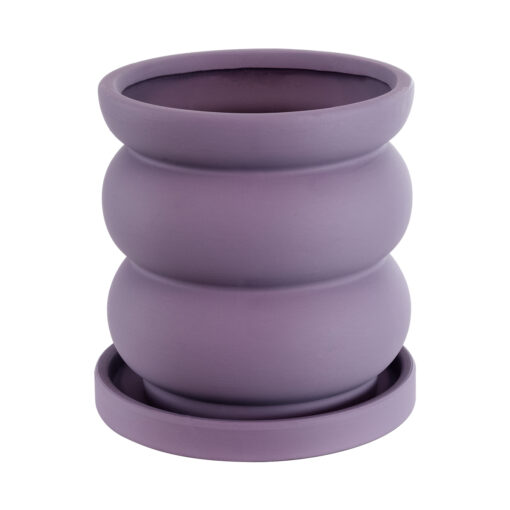 GloboStar® GloboStar® Artificial Garden BOGOTA 20500 Διακοσμητικό Κεραμικό Κασπώ Γλάστρα - Flower Pot Μωβ Φ14 x Υ15cm