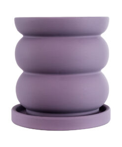 GloboStar® Artificial Garden BOGOTA 20500 Διακοσμητικό Κεραμικό Κασπώ Γλάστρα - Flower Pot Μωβ Φ14 x Υ15cm 14 20500 4